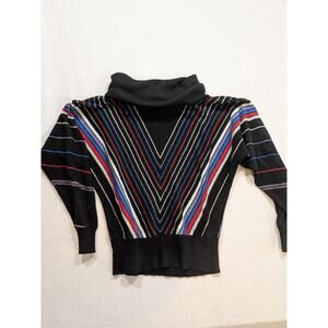 the gemini collection striped‎ turtleneck sweater black size L